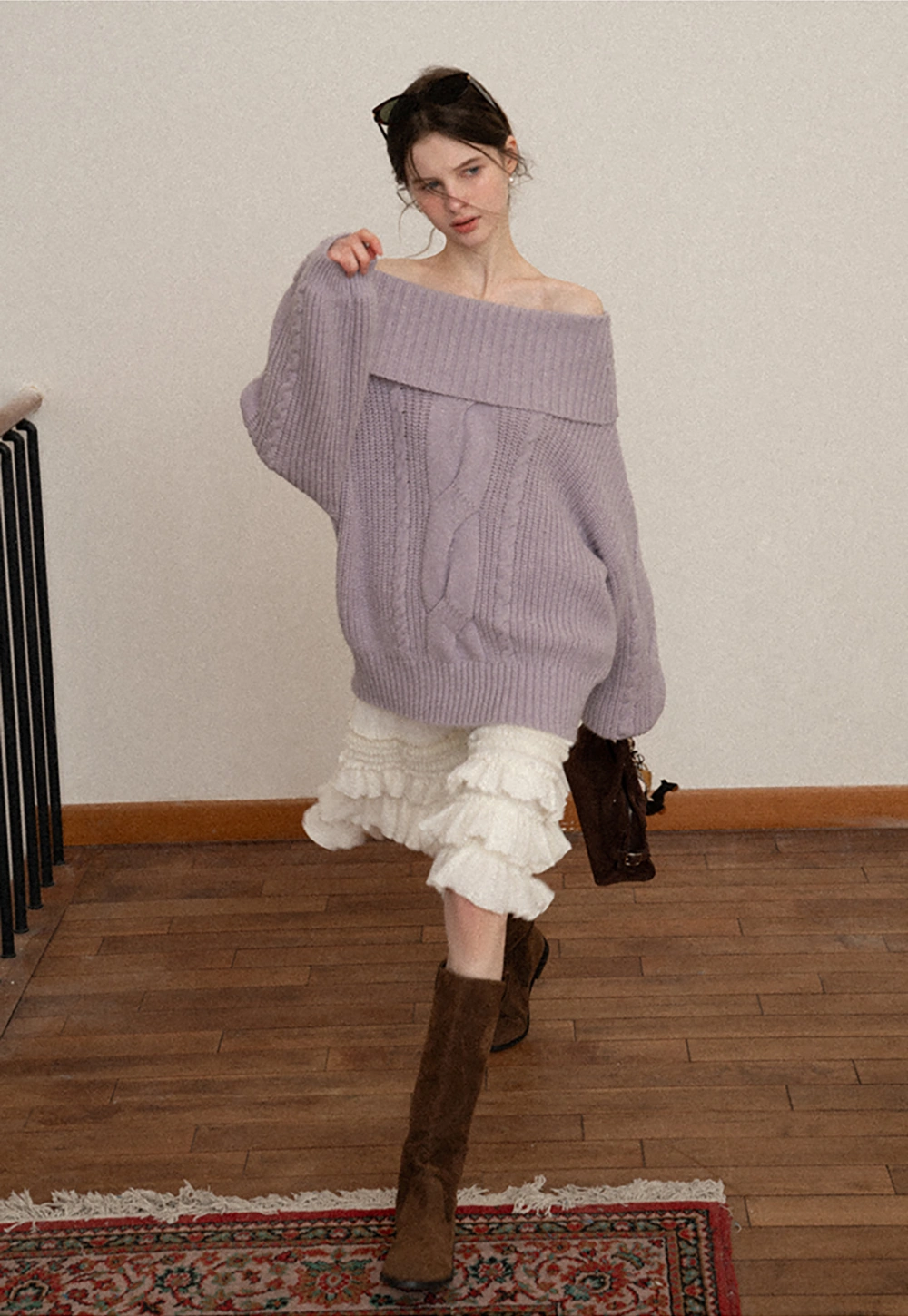 Women White Ruffled Skirt with Tiered Design