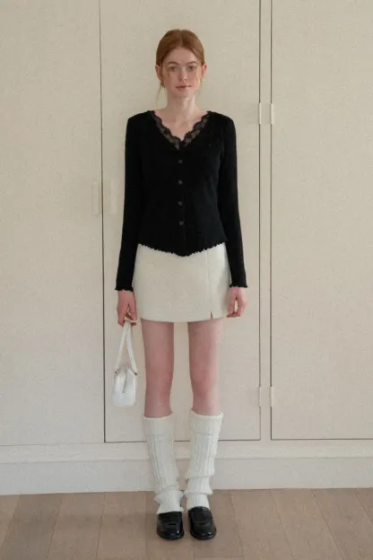 Lace Trim Ribbed Knit Top