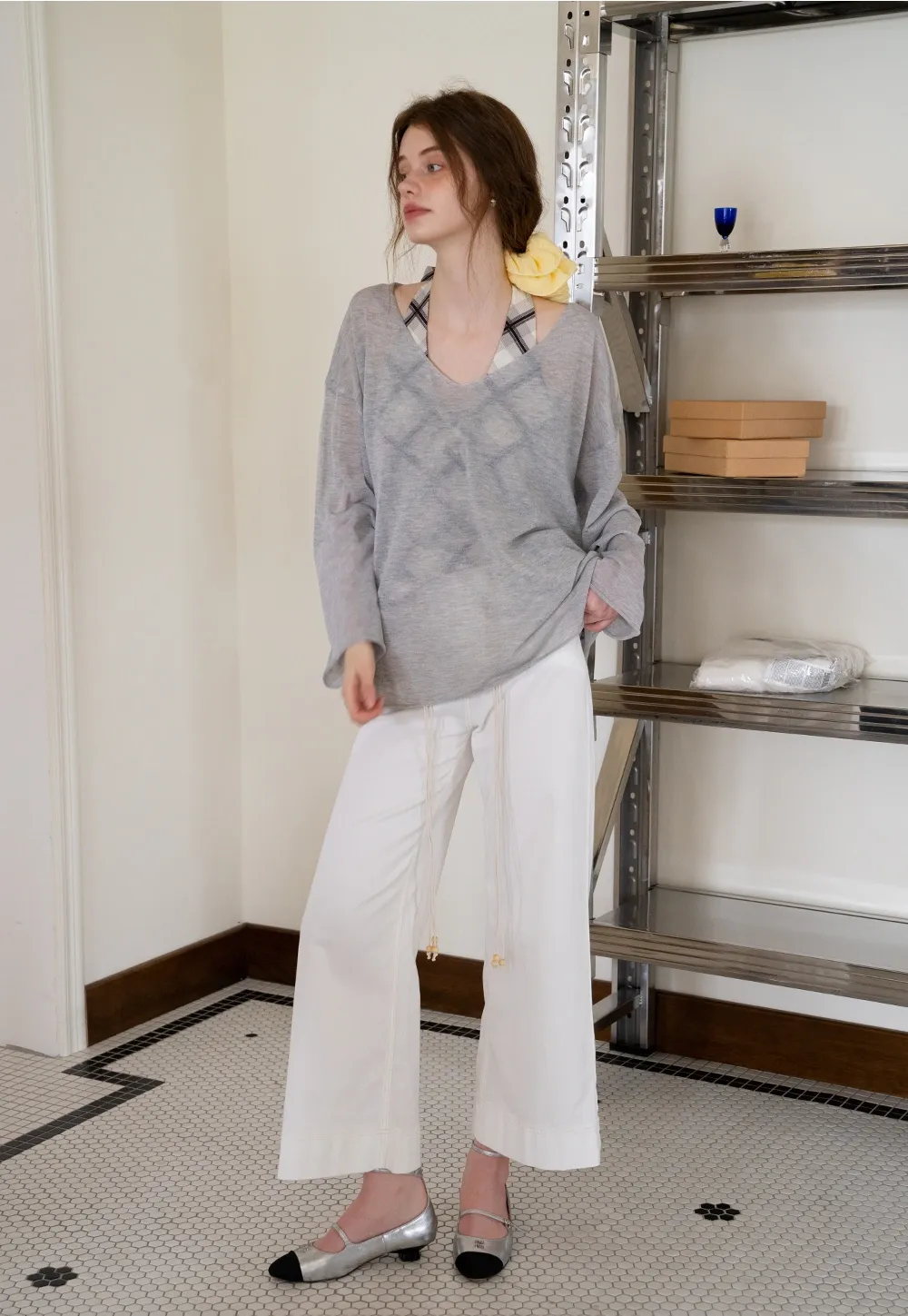 Soft V-Neck Long Sleeve Tee