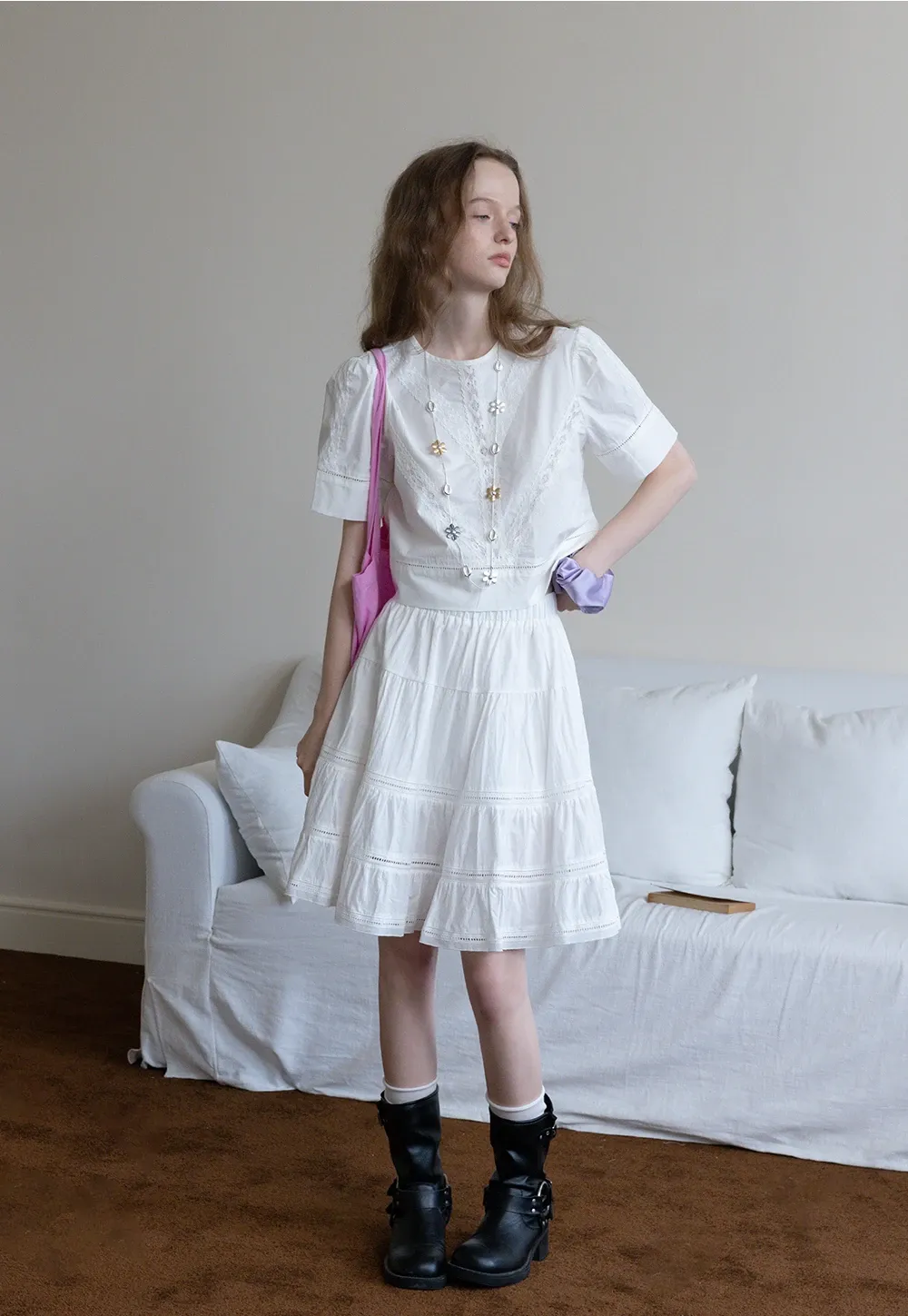 Women’s Lace Patchwork Half Sleeve Blouse