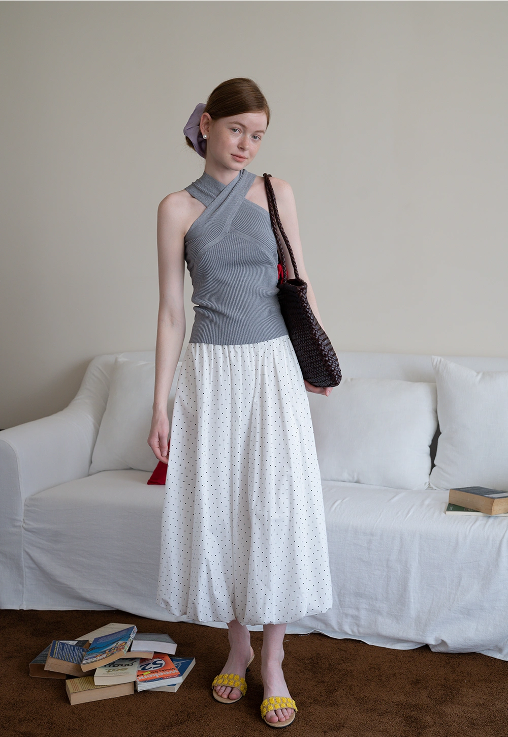 Polka Dot Midi Skirt