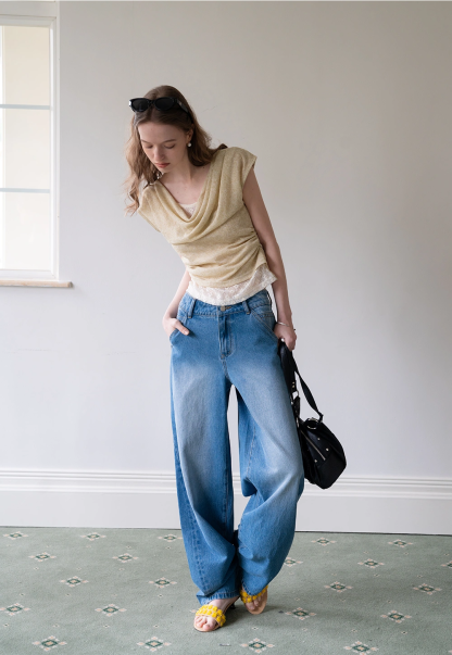 Women's High Waist Vintage Wide Leg Jeans