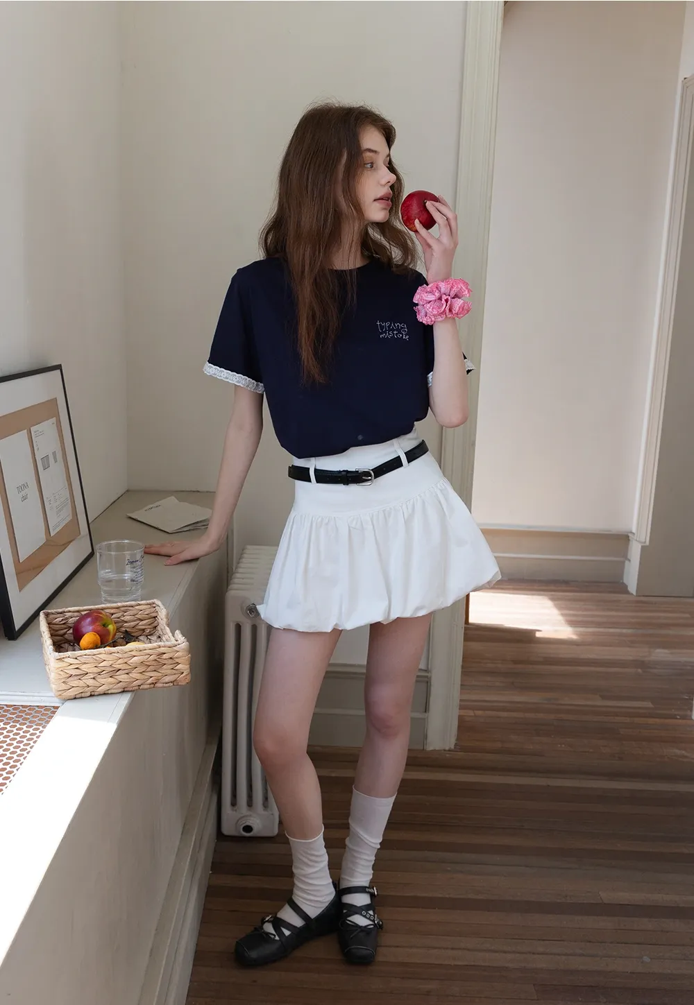 Ruffled Skirt with Belt for Women