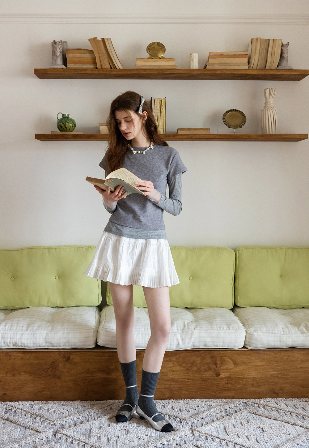 White Collared Button-Up Top