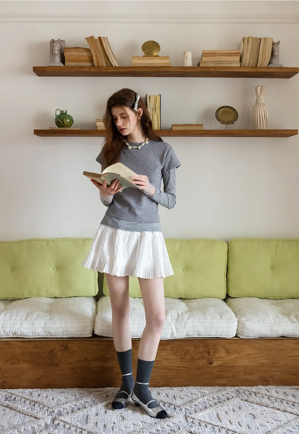 White Collared Button-Up Top