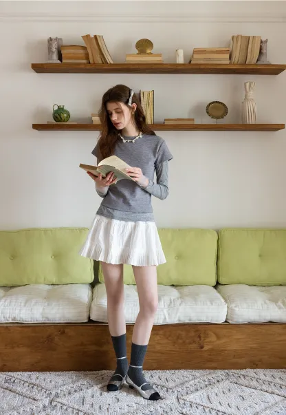 White Collared Button-Up Top