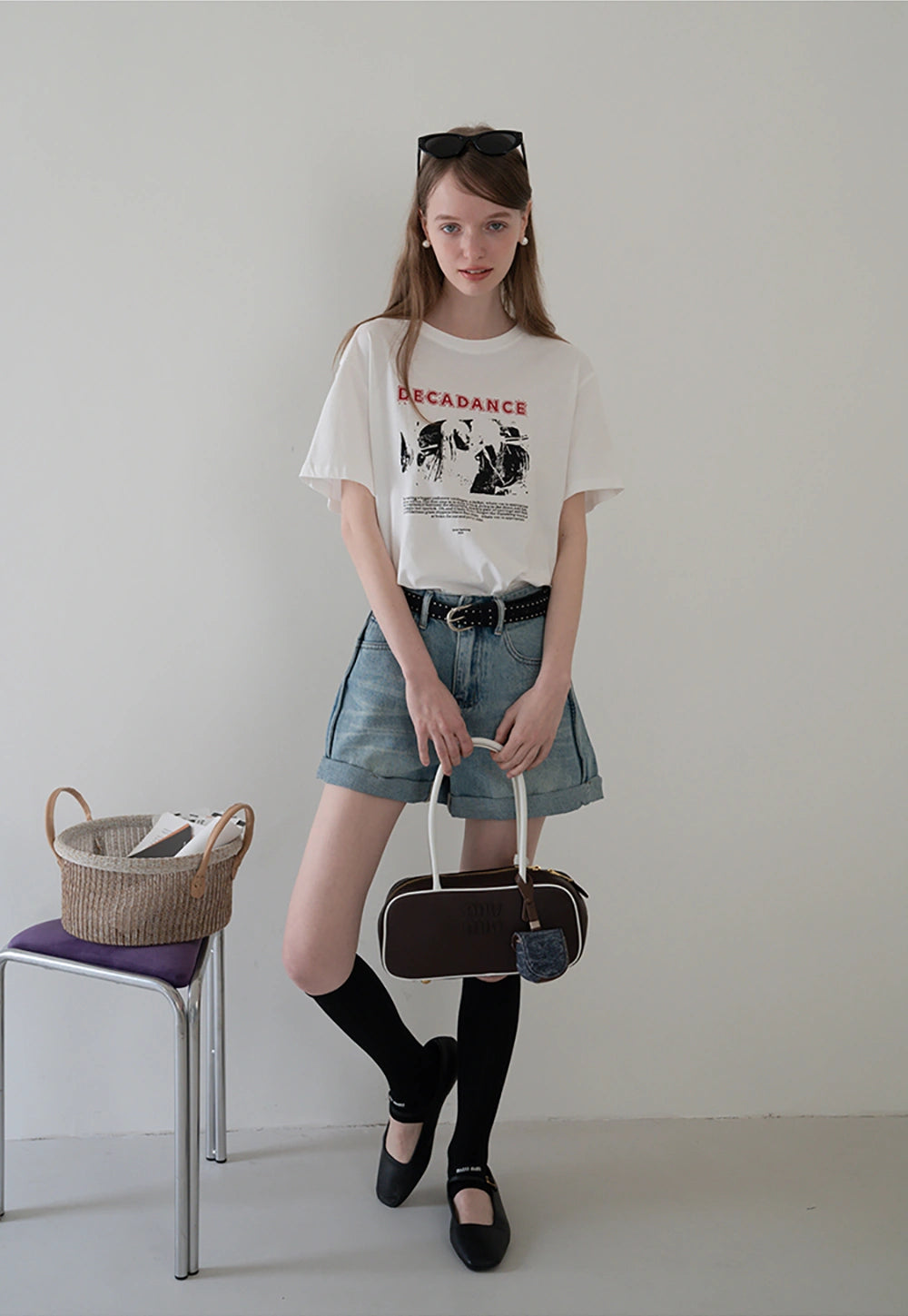 Cuffed Denim Shorts