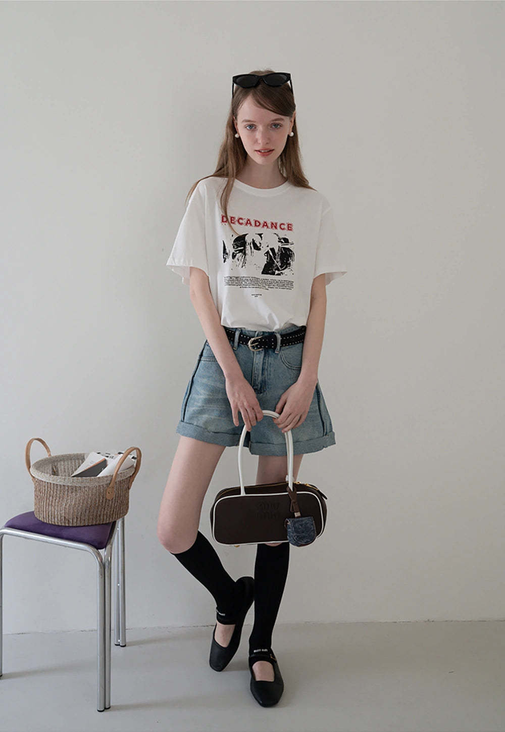 Cuffed Denim Shorts
