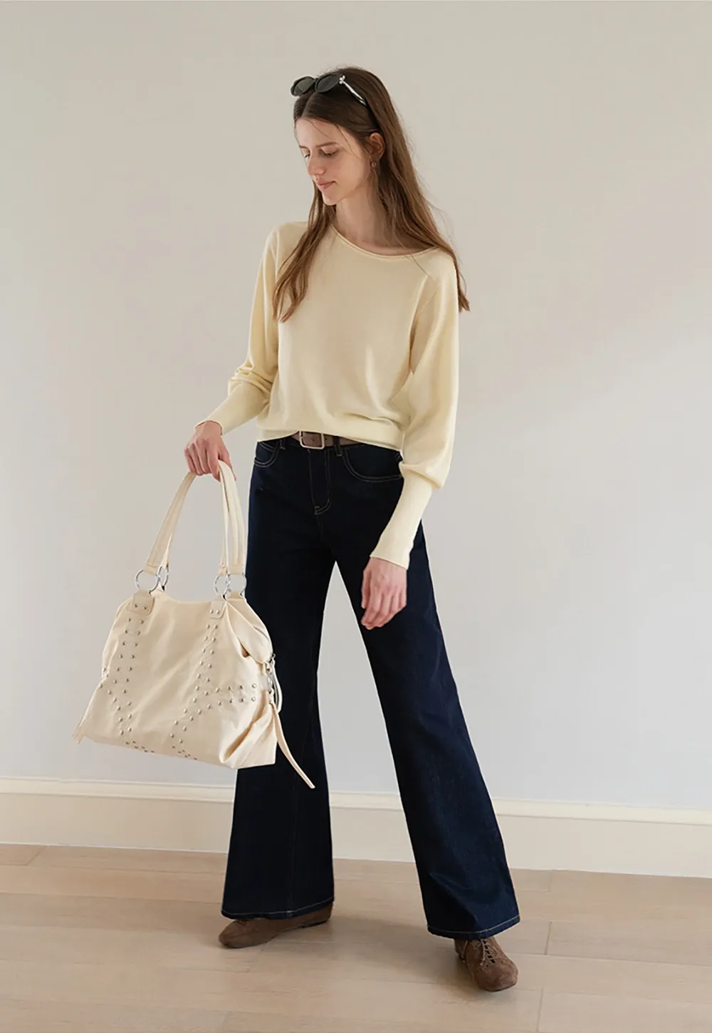 Women's One-Shoulder Long Sleeve Knit Top