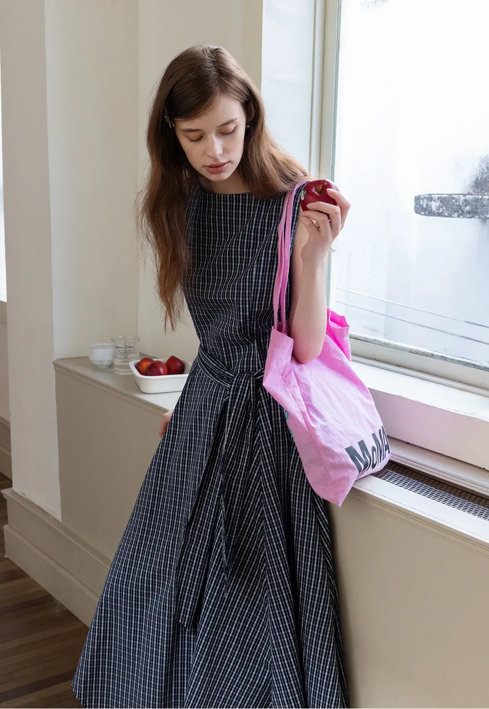 Sleeveless Gingham Belted Dress