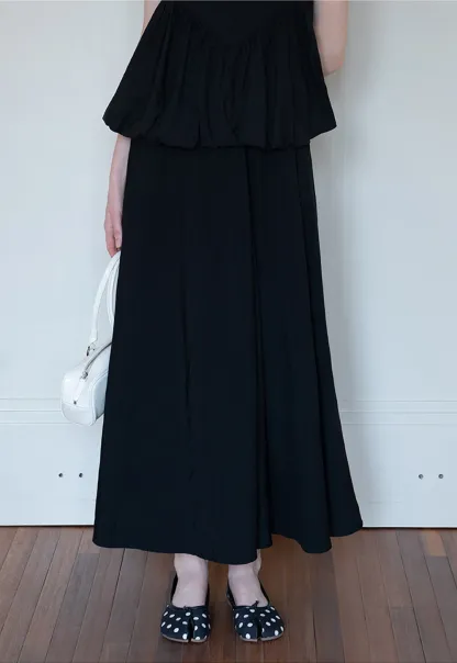 Women's High Waist Maxi Skirt with Flowing Hem