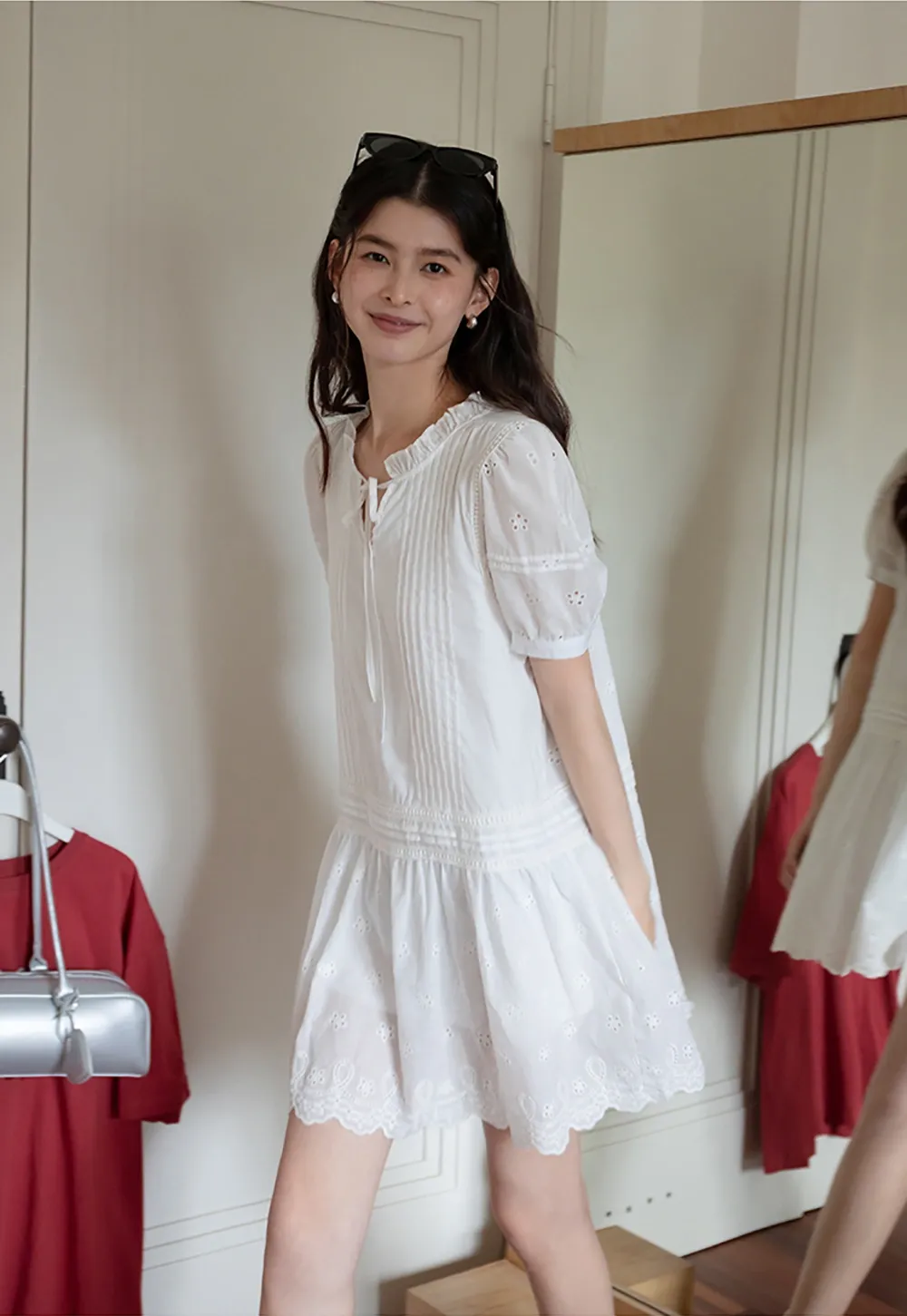Women’s Eyelet Lace Babydoll Tunic