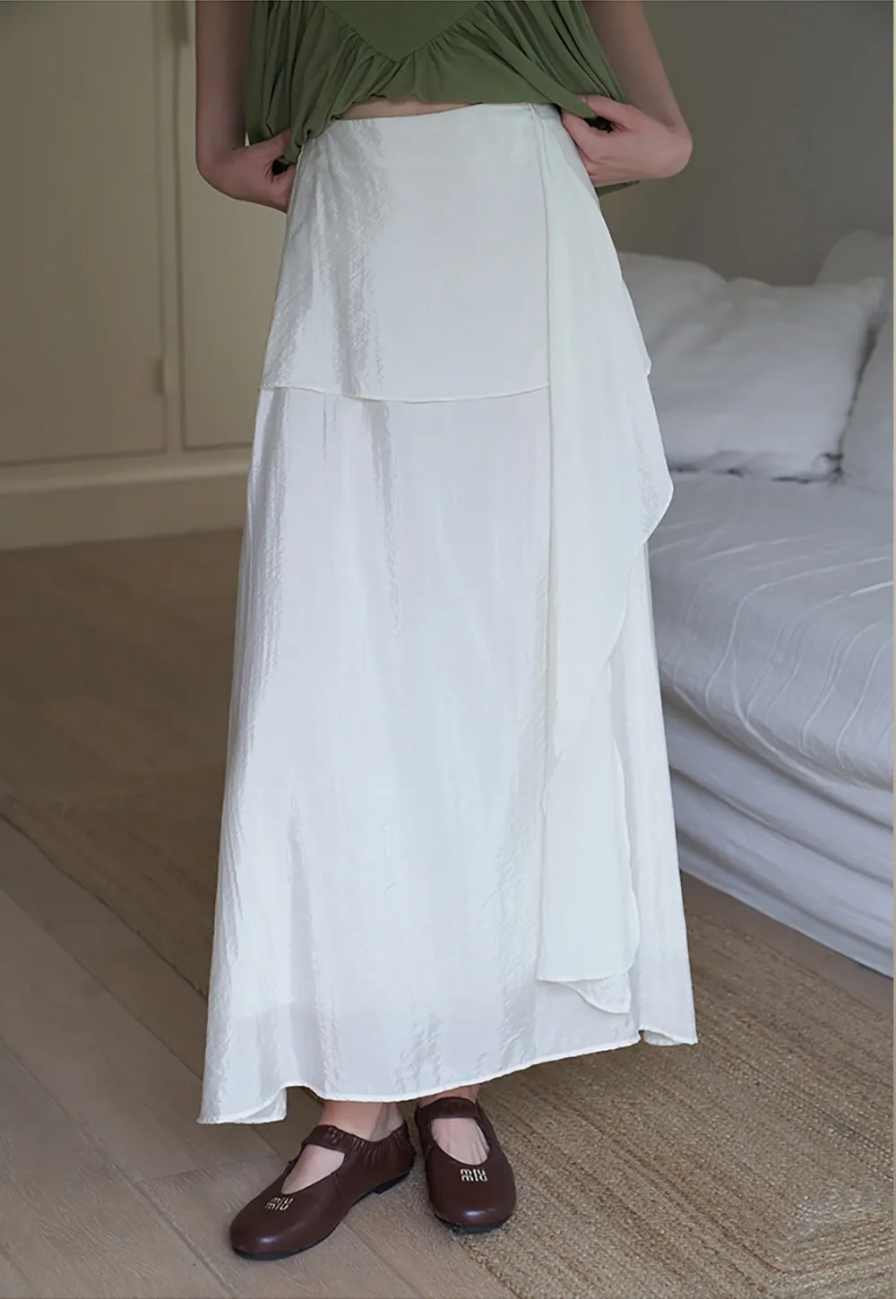 Women's Ruffle Hem Asymmetrical High Waist Skirt