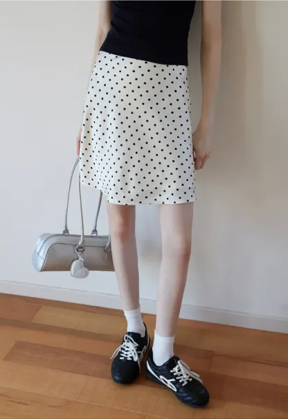 Women’s High Waist Polka Dot A-Line Mini Skirt