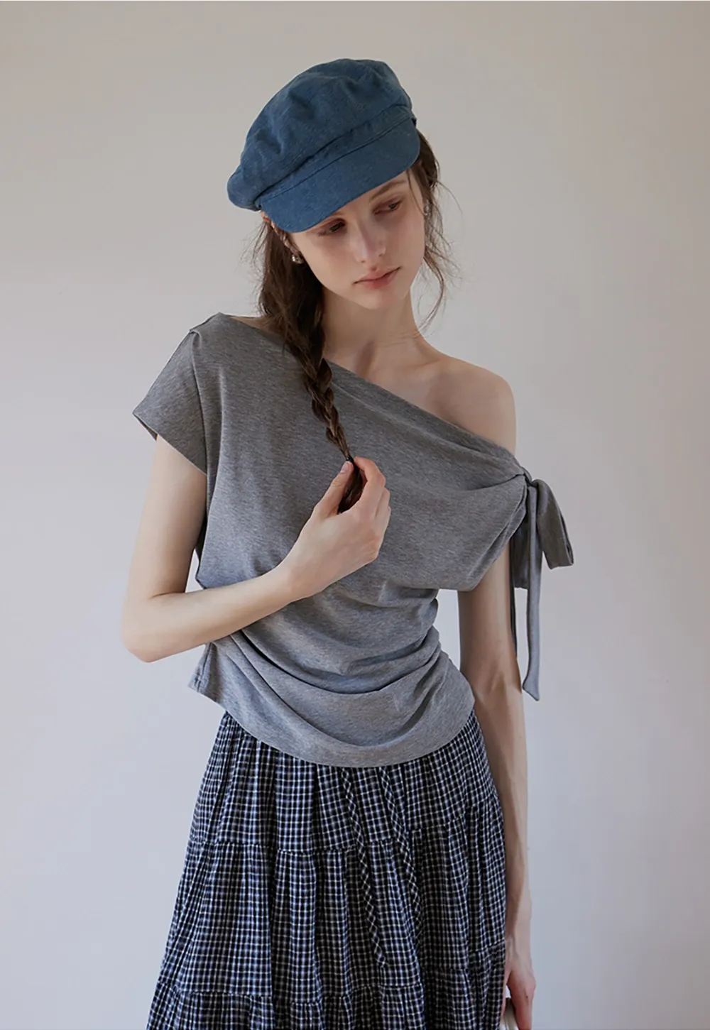 "Women’s Off Shoulder Ruched T-Shirt