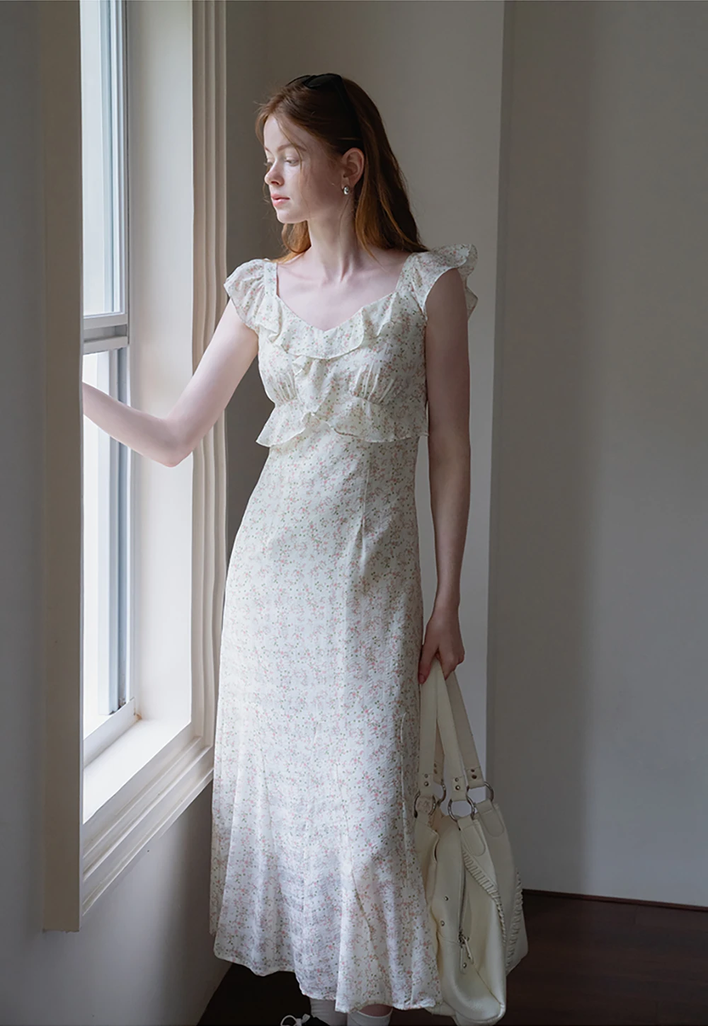 Floral Ruffle Sleeveless Midi Dress