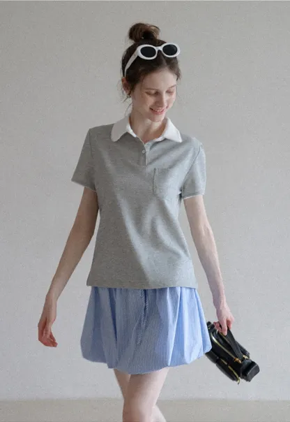 Women’s Contrast Collar Polo T-Shirt