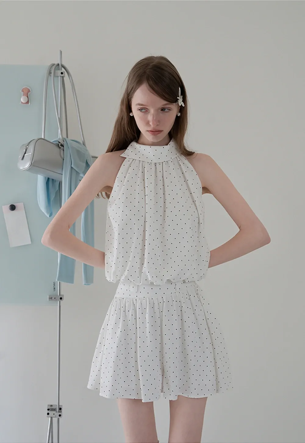 Polka Dot Halter Top and Flowy Skirt Set