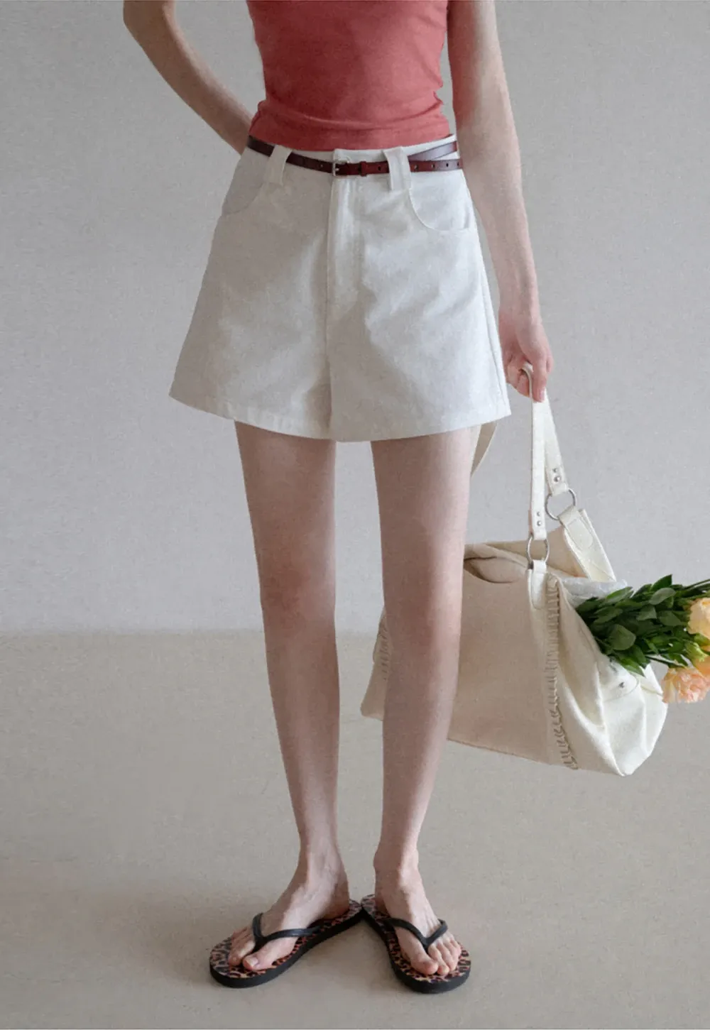 Women’s Belted High-Waist Cotton Shorts