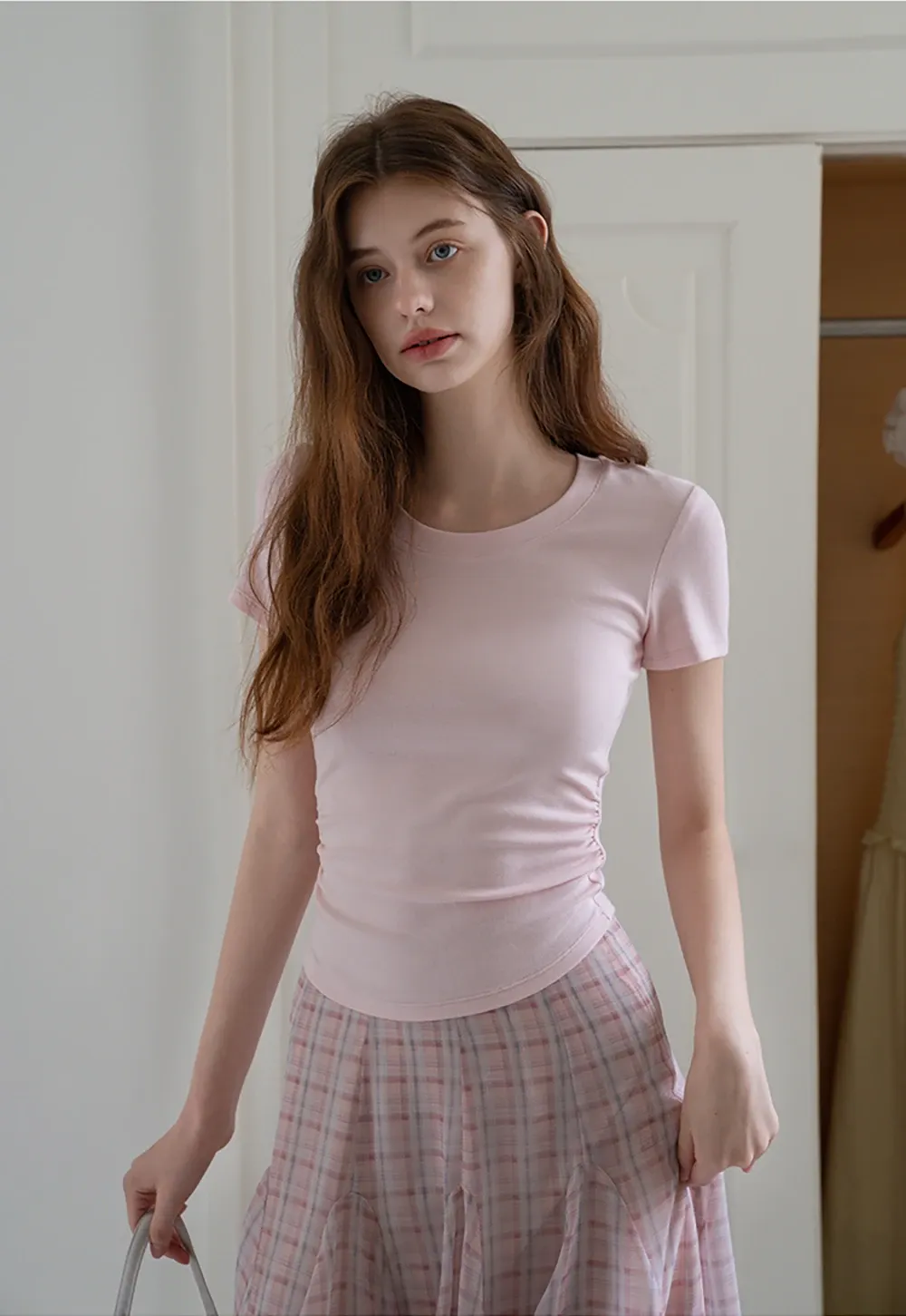 Ruched Slim Fit Short Sleeve Tee