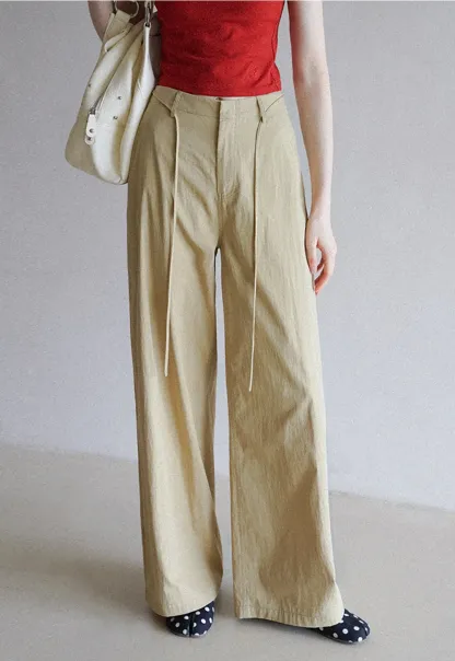 Women's High Waist Wide Leg Pants with Drawstring