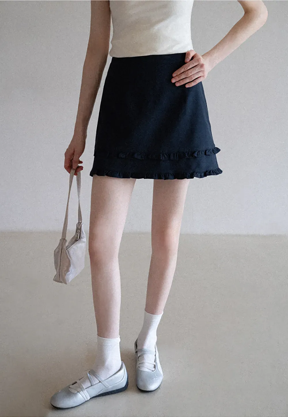 Ruffled Hem A-Line Mini Skirt