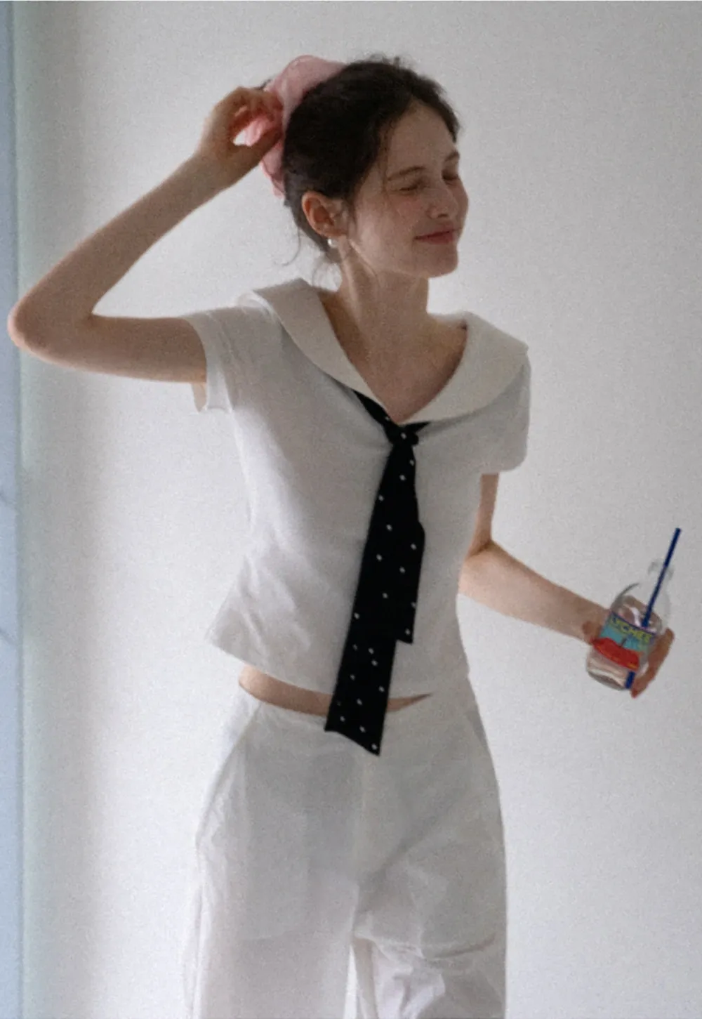 Sailor Collar Striped-Tie Tee