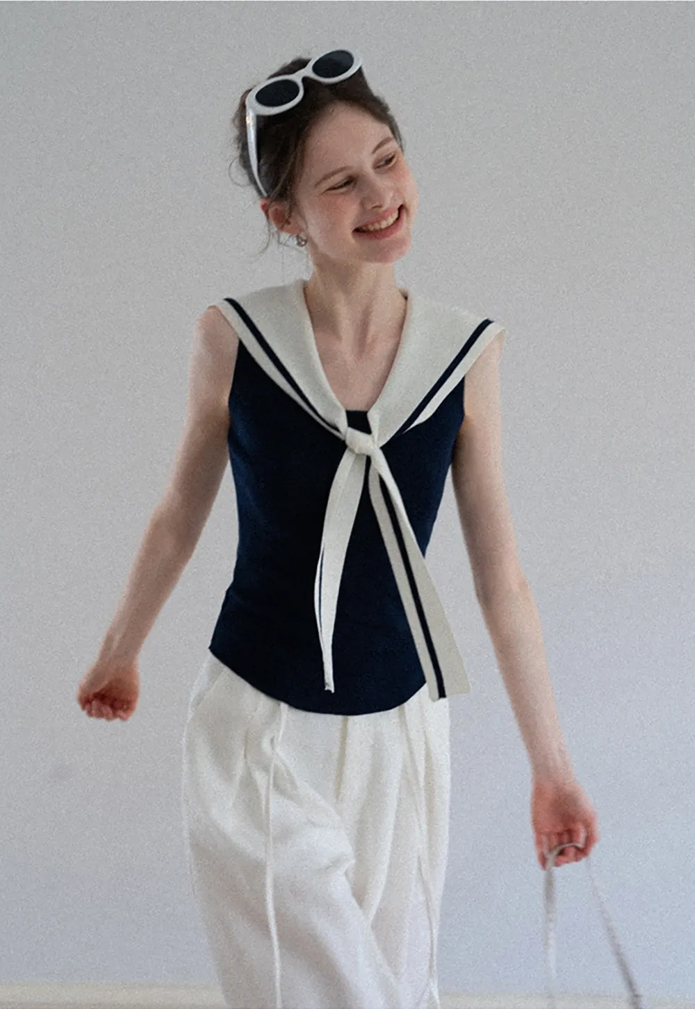 Women's Sailor-Scarf Knit Top Tank