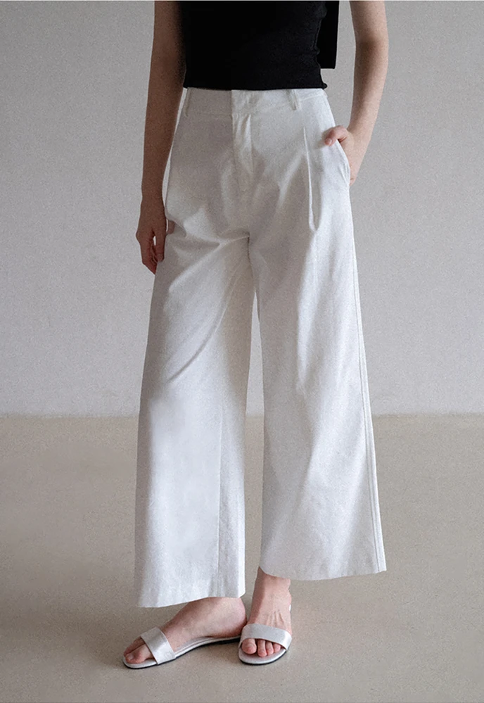 Crisp Cropped Wide-Leg Trousers