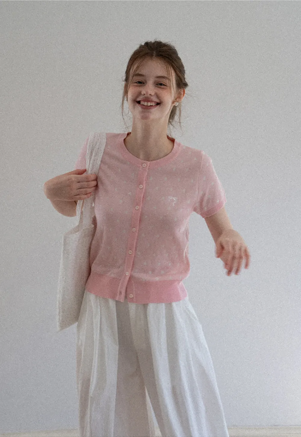 Women's Ruched Button Front Knit Top