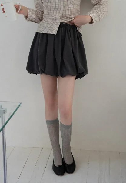 Drawstring Bubble Mini Skirt