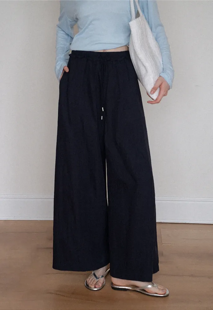 Drawstring Wide-Leg Pants