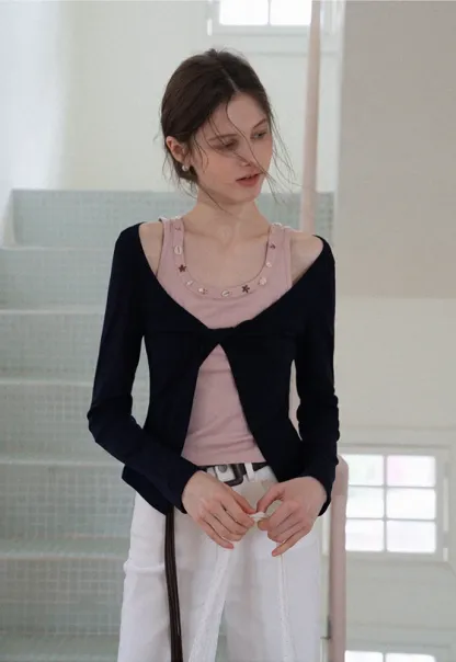 Shell‑Trim Twist Layered Top