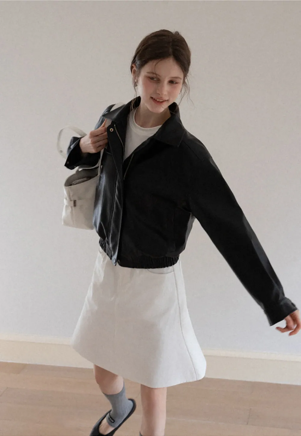 Women's Faux Leather Bomber Jacket