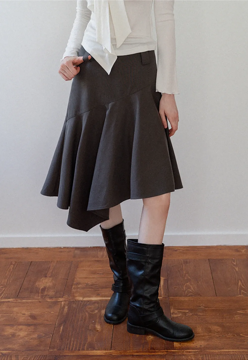 Women's Asymmetrical A-Line Midi Skirt