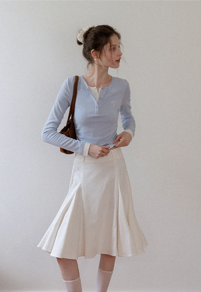 Ruched Henley Crop Top