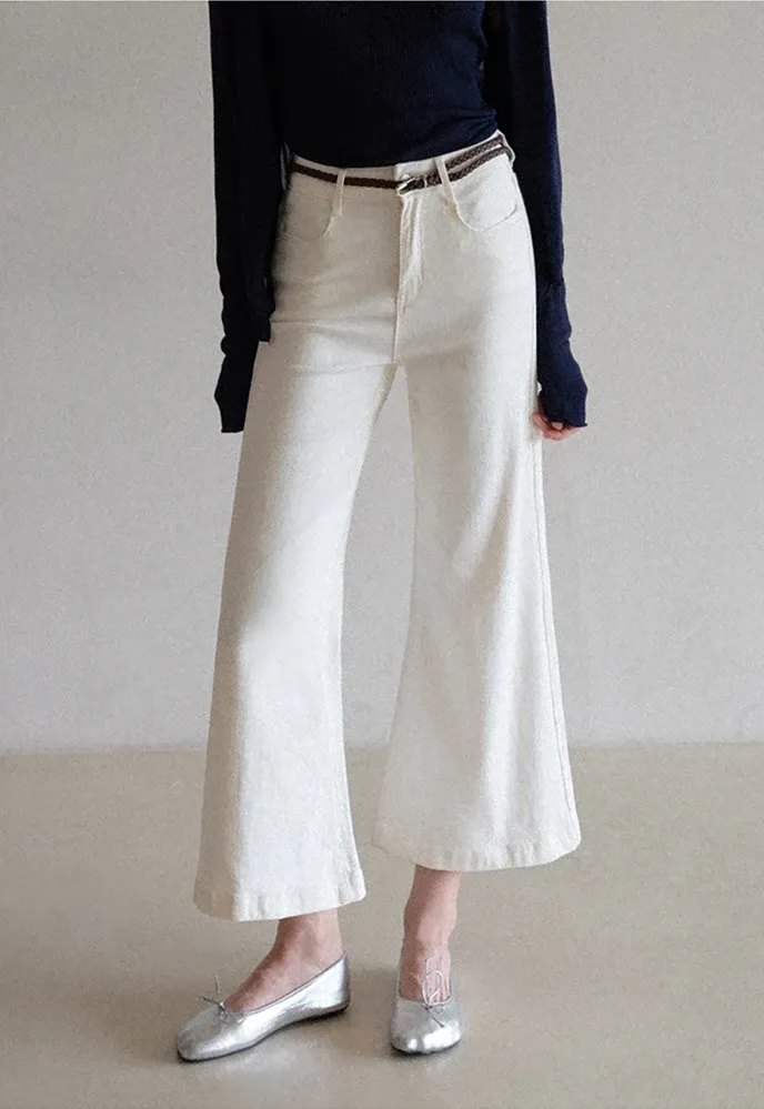 Braided-Belt Flared Jeans with Scarf Tie