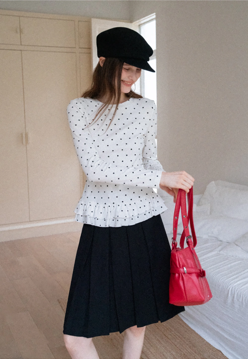 Women's Ruffled Hem Long Sleeve Tee