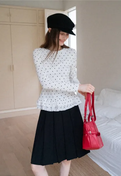 Women's Ruffled Hem Long Sleeve Tee