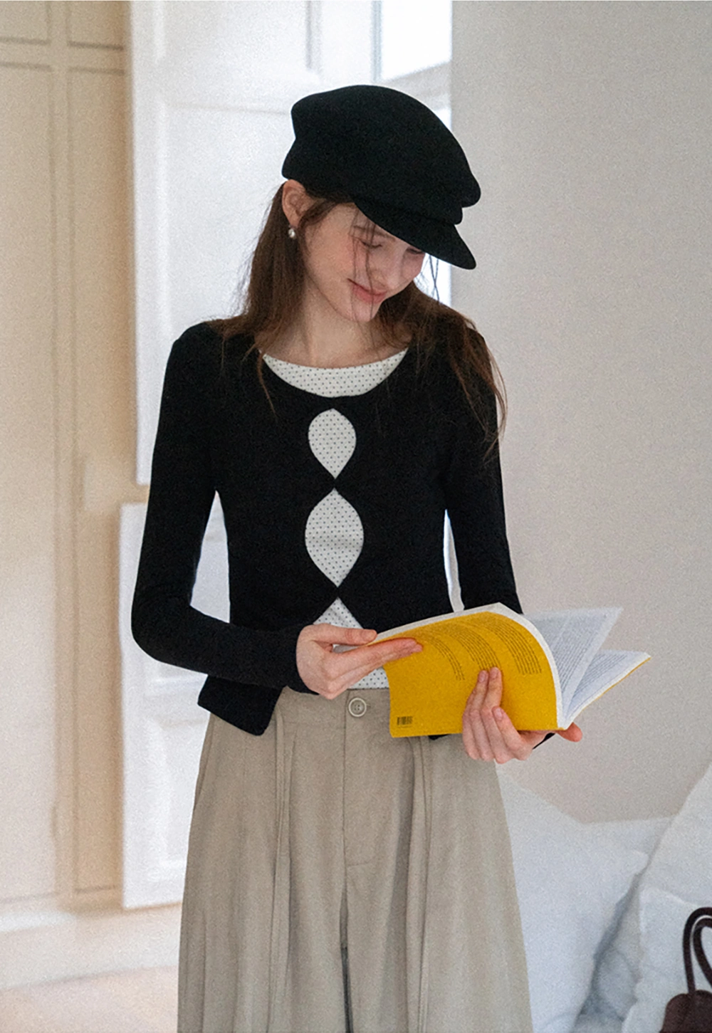 Women's Cut Out Front Long Sleeve Top