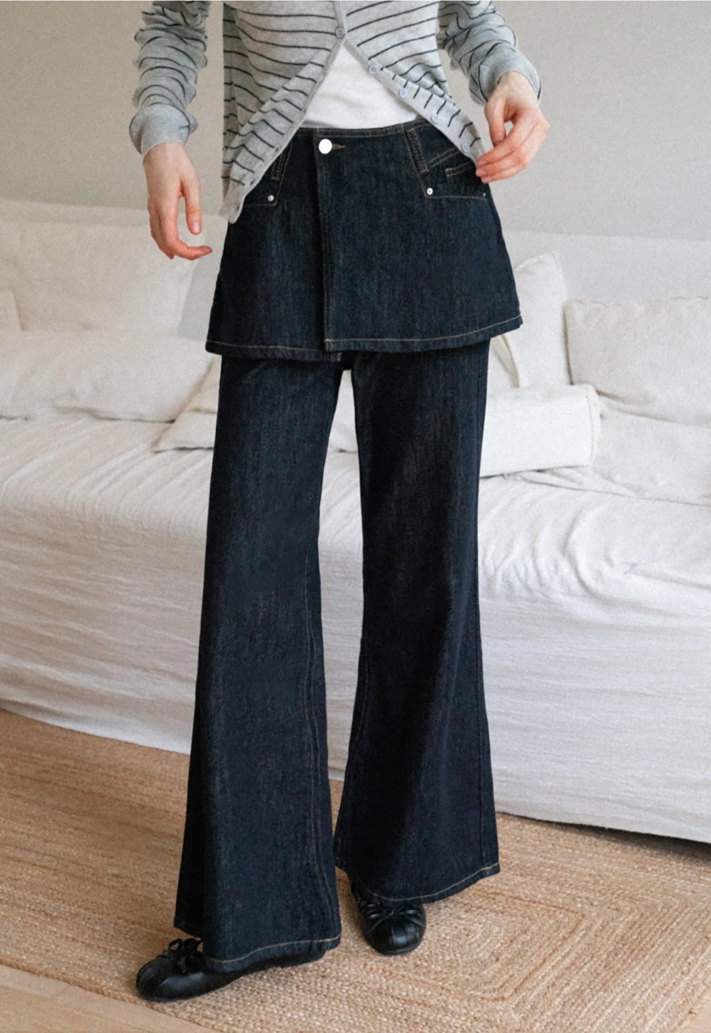 Layered Denim Skirt-Pants – EGGKA