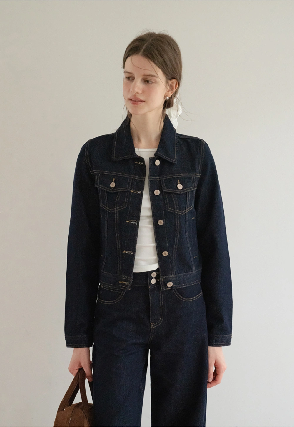 Womens Denim Jacket and Wide Leg Jeans Set