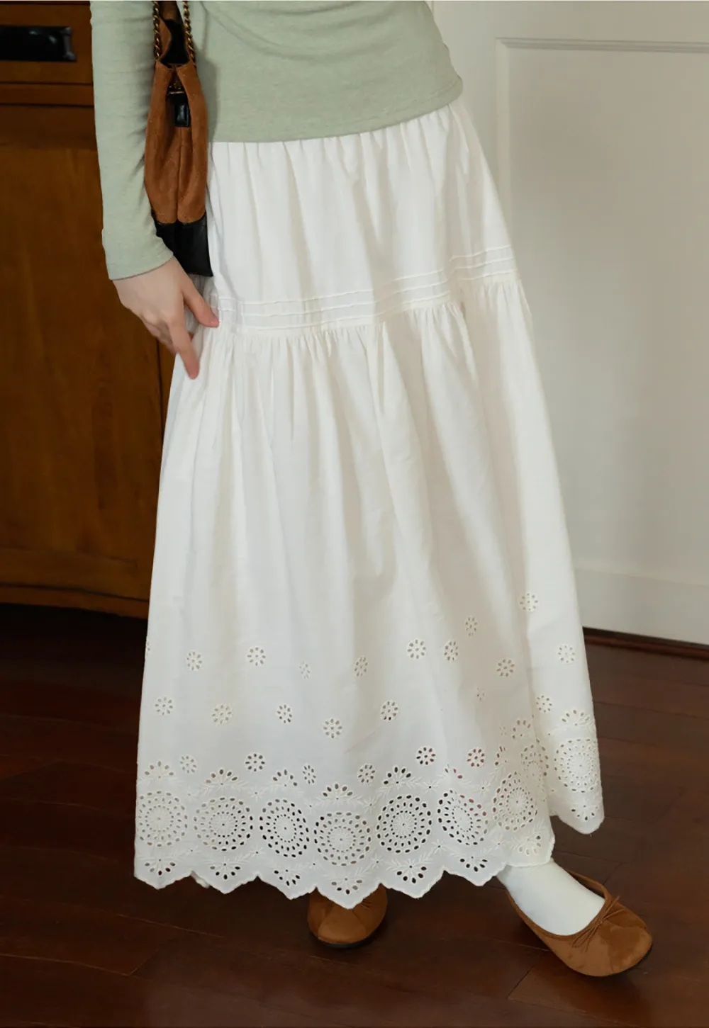 Womens Vintage White Maxi Skirt