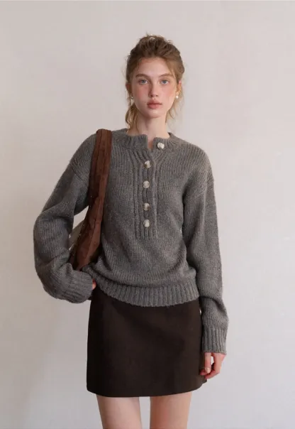 Womens Long Sleeve Mock Neck Sweater