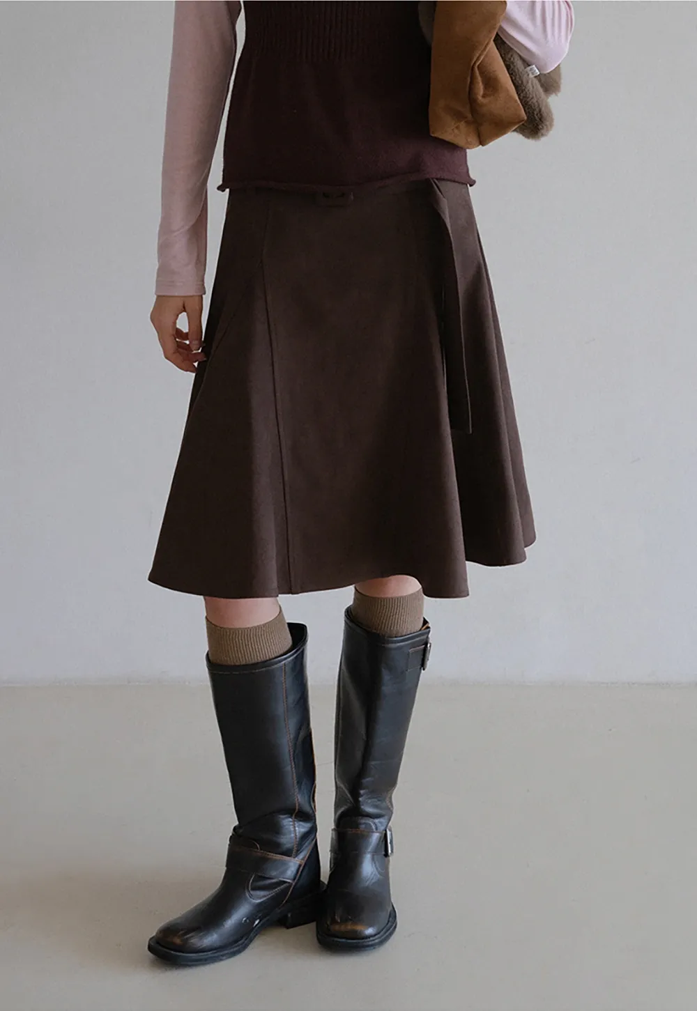 Womens Vintage Suede A-Line Skirt