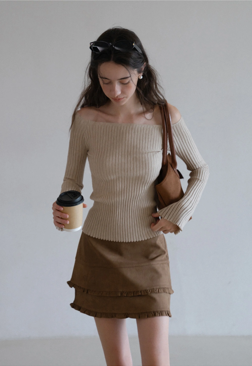 Elegant Off Shoulder Knit Top