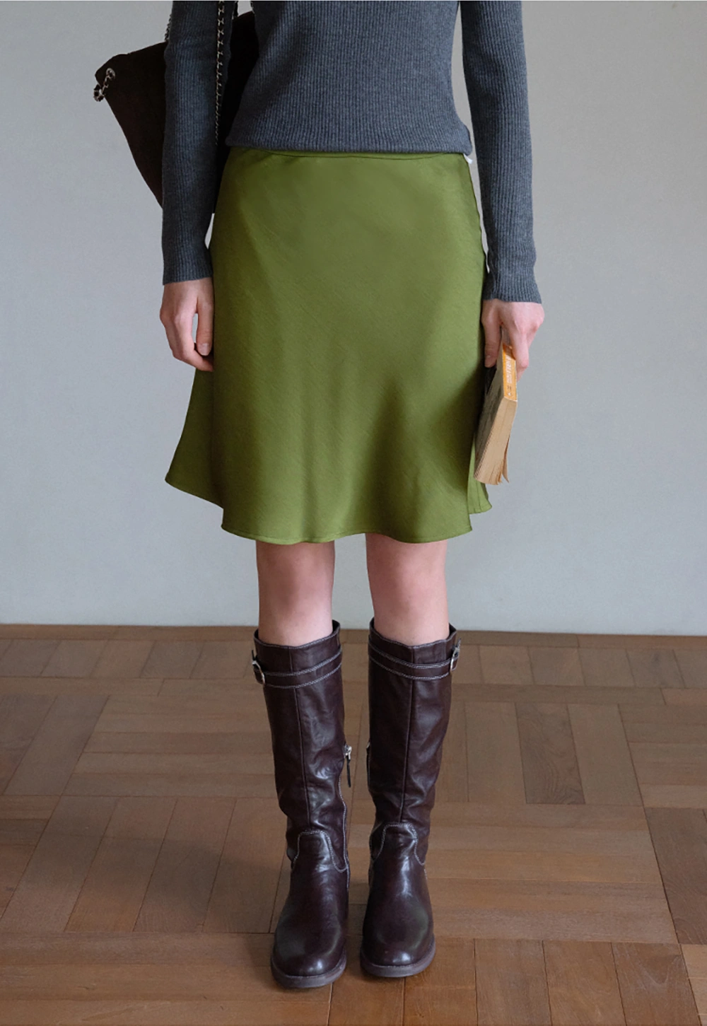 Elegant Satin Midi Skirt