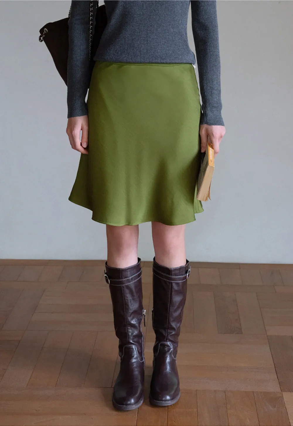 Elegant Satin Midi Skirt