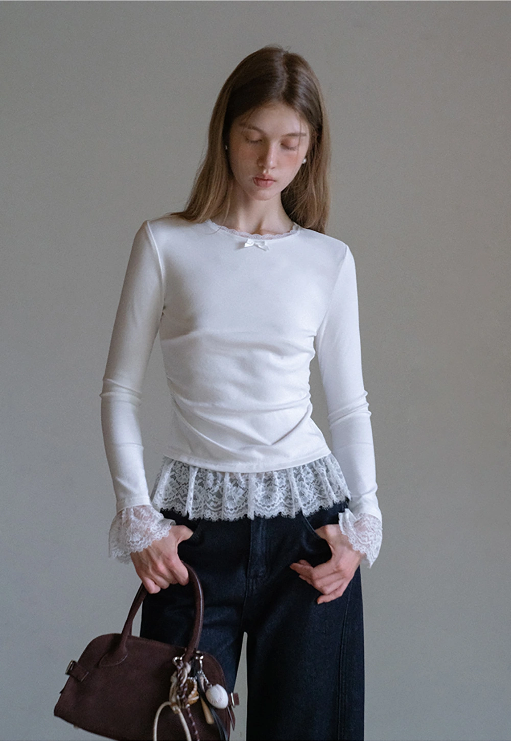 Womens White Long Sleeve Top