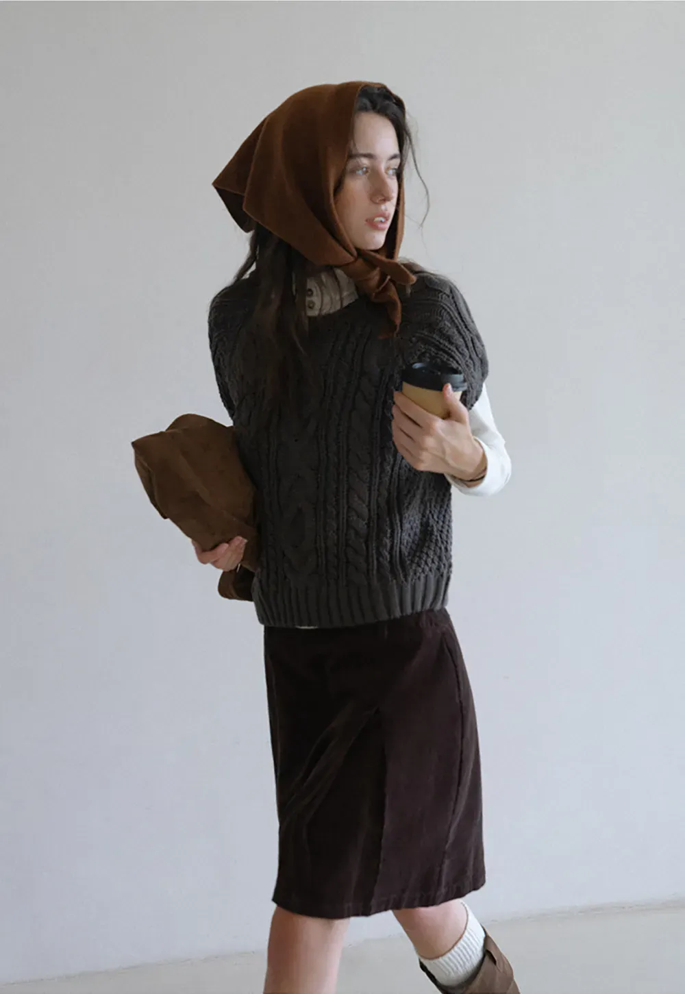 Cable Knit Sleeveless Sweater